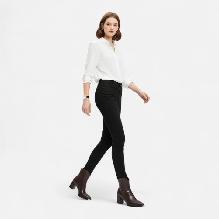 Elegant women's pointed-toe Chelsea boots with elastic sides, perfect slip-on ankle boots for dress or casual wear.