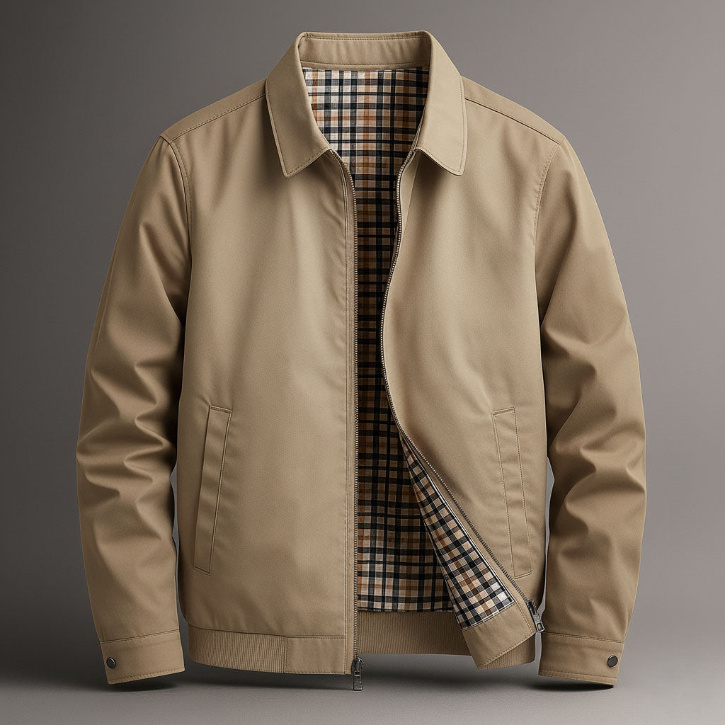 Men's classic streamlined utility jacket. Versatile lightweight outerwear, perfect for spring & autumn casual style.