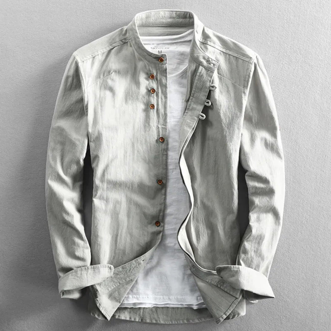 Clean solid color men's long sleeve button-up shirt. A versatile and comfortable choice for a classic look.