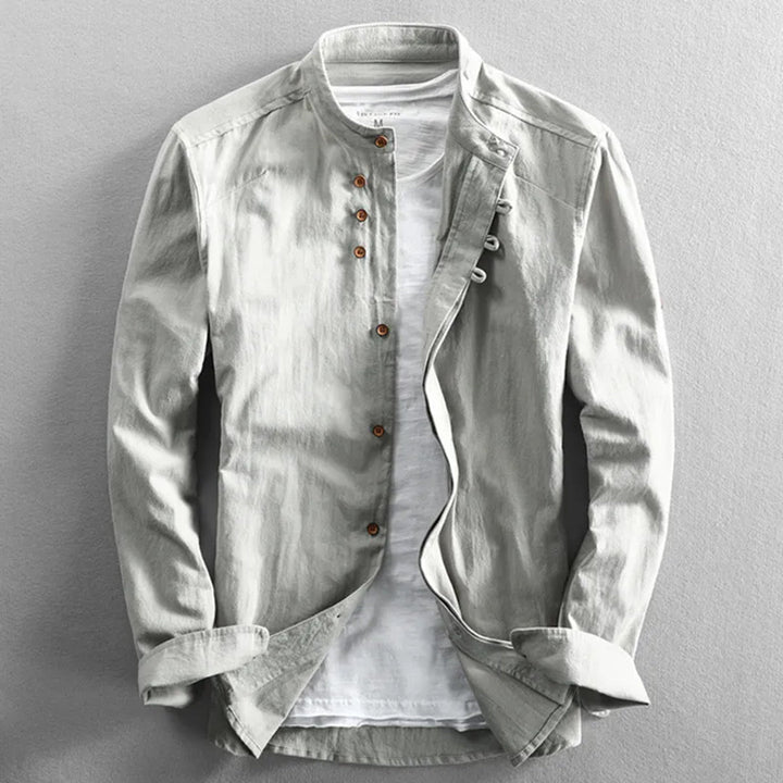 Clean solid color men's long sleeve button-up shirt. A versatile and comfortable choice for a classic look.