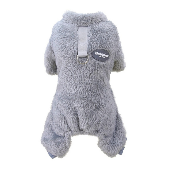 Adorable full-body pet jumpsuit for winter, a super cozy dog coat. Warm apparel perfect for small dogs and puppies.