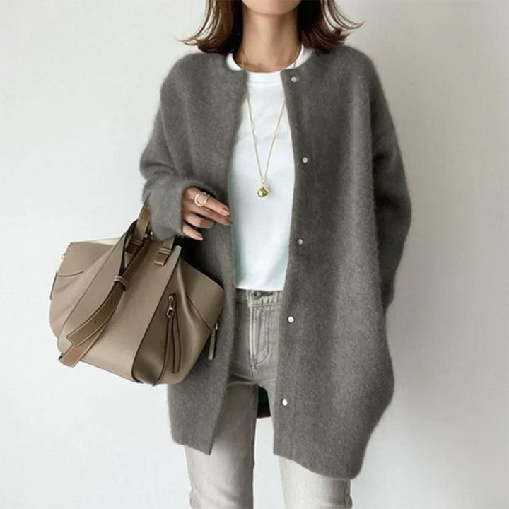 Women's long sleeve open-front layering cardigan. Elegant knitwear for cozy and stylish outerwear.