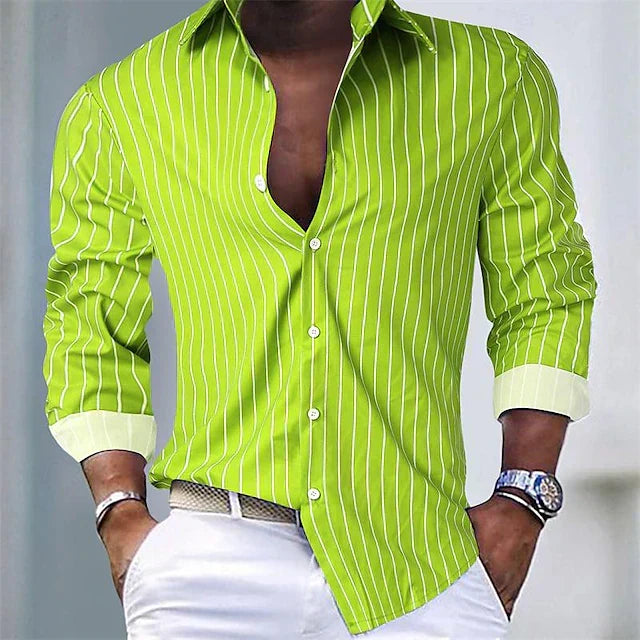 Elegant women's classic striped shirt, a comfortable long-sleeve top for versatile everyday & chic casual wear.