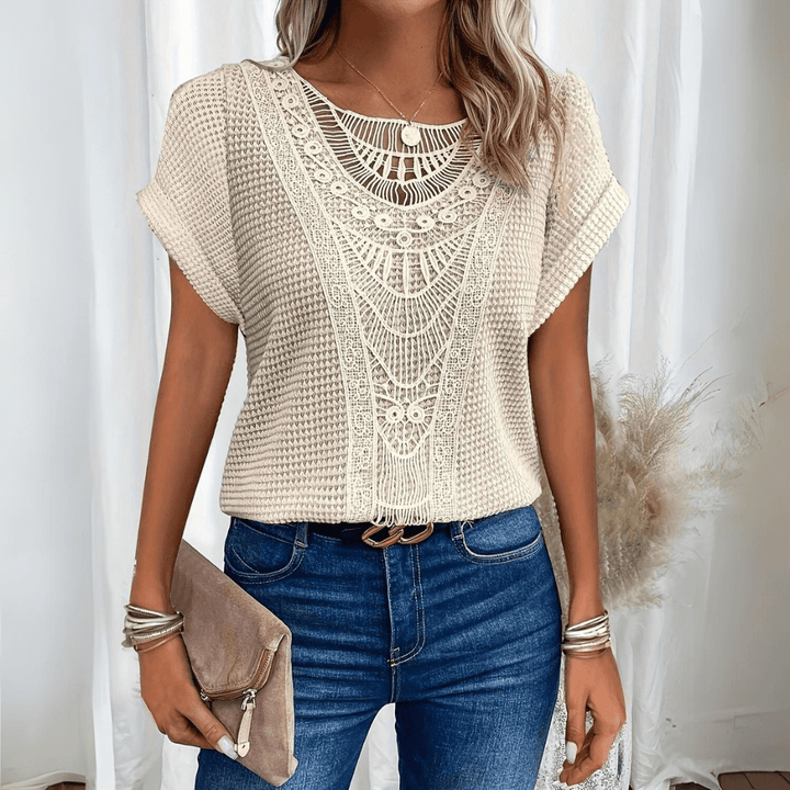Women's elegant Ibiza style boho chic top, breezy & relaxed fit. Ideal for summer vacation.