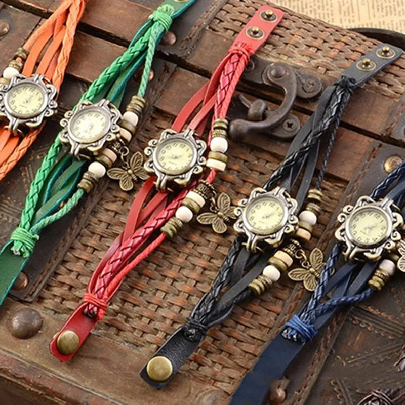 Thoughtful gift for her: women's vintage floral quartz watch, an elegant fashion bracelet accessory.
