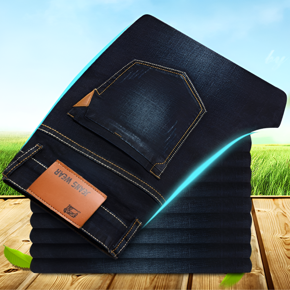 Comfortable men's classic straight leg jeans with an easy fit, ideal for everyday casual style. Quality men's trousers.