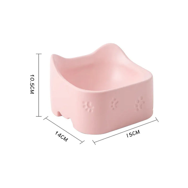 Raised cat feeder bowl designed to prevent neck strain. Ergonomic, non-slip solution for improved cat health.