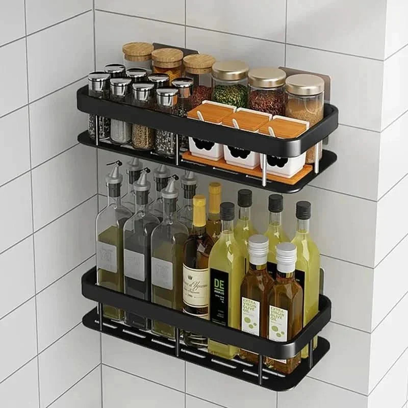 Modern white two-tier corner organizer shelf for bathrooms, perfect no-drill solution for shower storage.