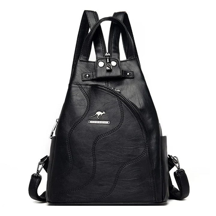 Versatile women's anti-theft leather backpack, secure zipper handbag for travel, work, and daily errands.