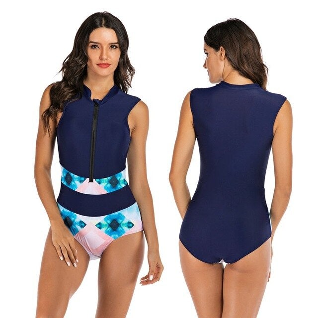 Dynamic design women's one-piece sports swimsuit, comfortable quick-dry athletic swimwear for pool & beach.