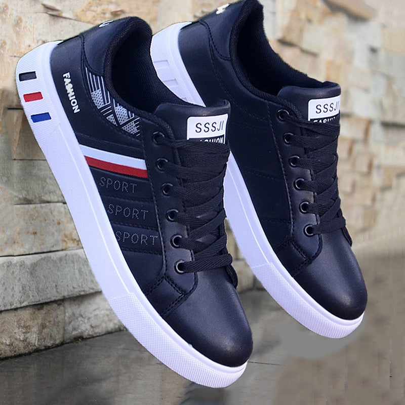 Stylish men's lace-up low-top casual sneakers for comfortable everyday wear.