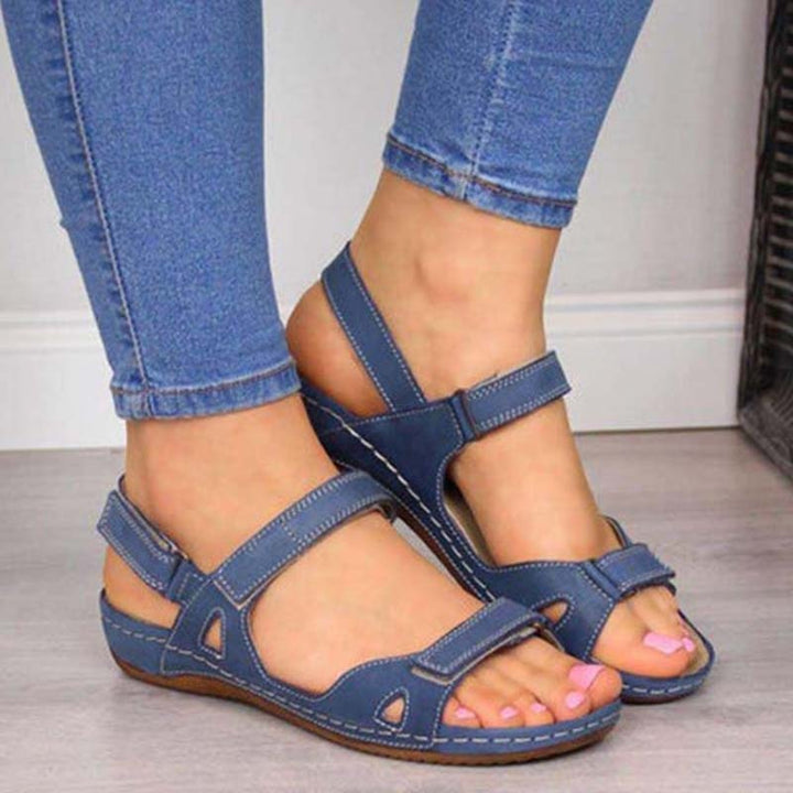 Women's orthopedic summer sandals with adjustable Velcro closure for comfortable walking and foot support.