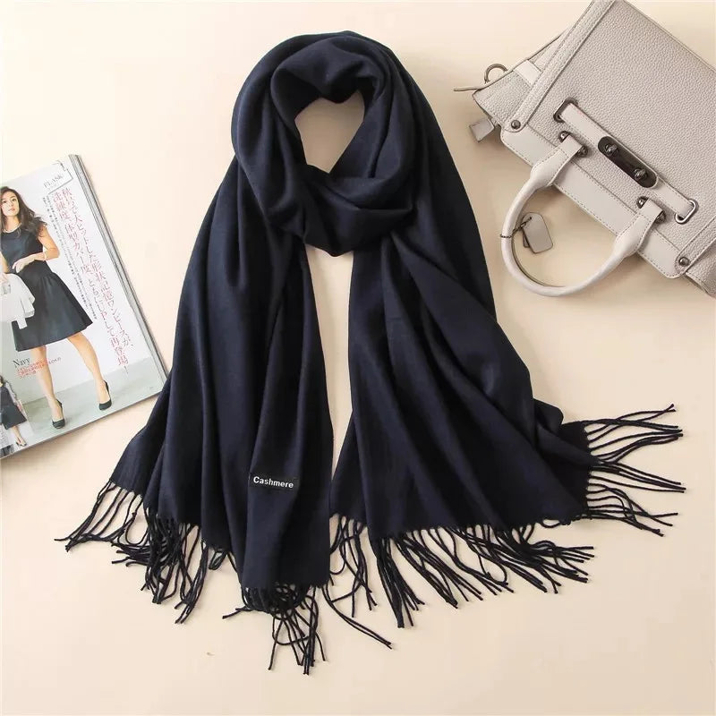 Classic style women's scarf, warm & soft luxury accessory, ideal for fall/winter.