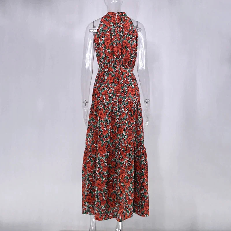 Elegant polka dot summer dress, comfortable women's vacation wear.