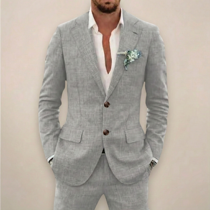 Professional men's tailored two-piece business suit, ideal for corporate meetings and formal office events.