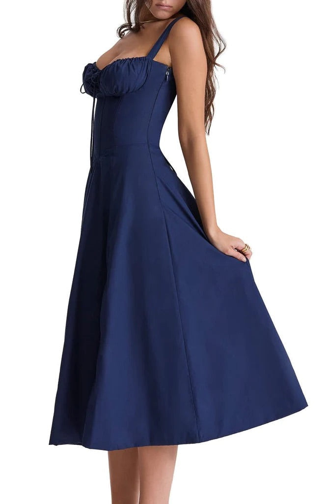 Spring summer floral midi dress for women, a beautiful and stylish choice. Flattering fit.
