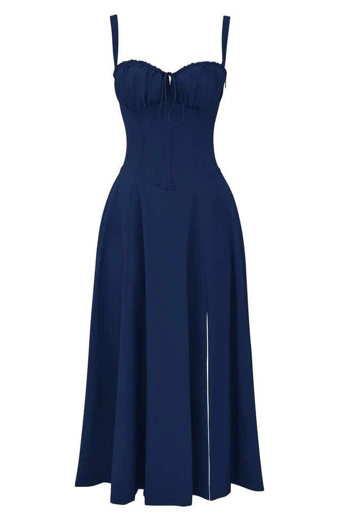 Floral print midi dress for women, with a flattering heart neckline. Stylish and comfortable.