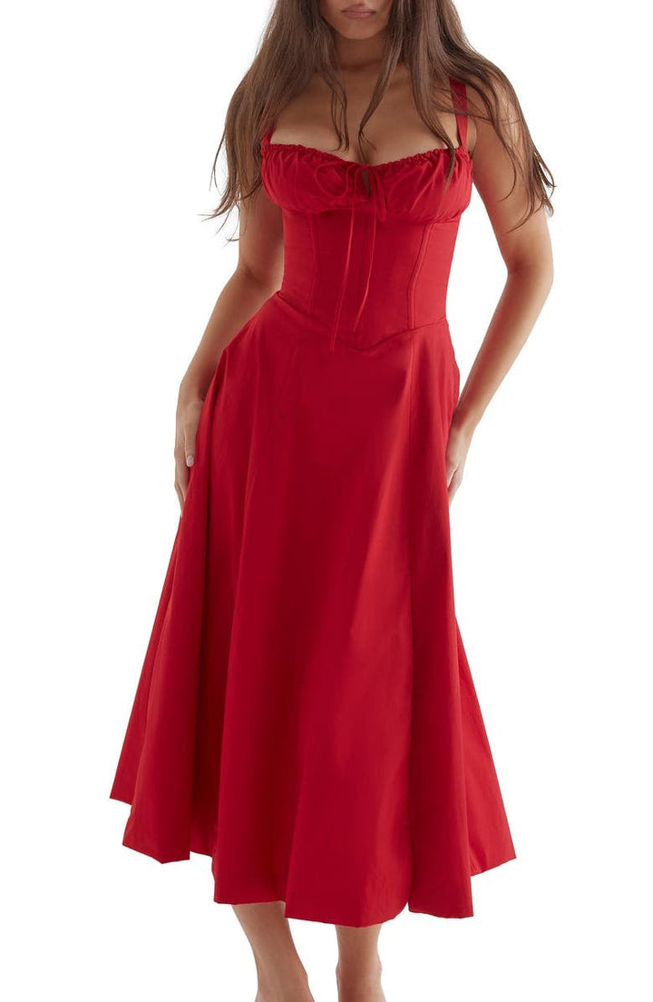 Casual chic floral midi dress for women, comfortable and stylish. Perfect for spring outings.