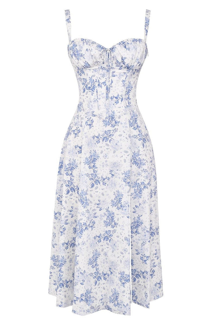 Stylish women's floral midi dress, suitable for both casual and elegant wear. Spring/summer ready.