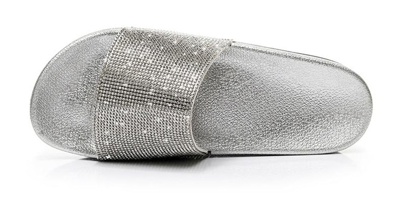 Women's dressy slides, embellished with dazzling crystals, for special occasions.