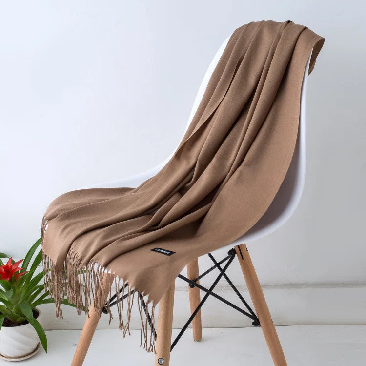 Warm elegant women's fall scarf, luxurious accessory, soft touch, classic style.