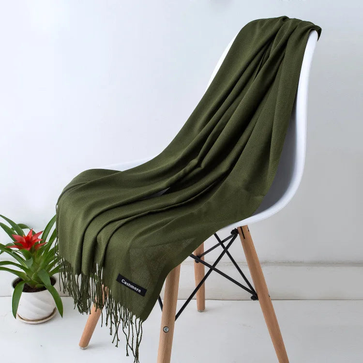 Elegant women's warm luxury scarf, soft accessory, classic style for fall fashion.