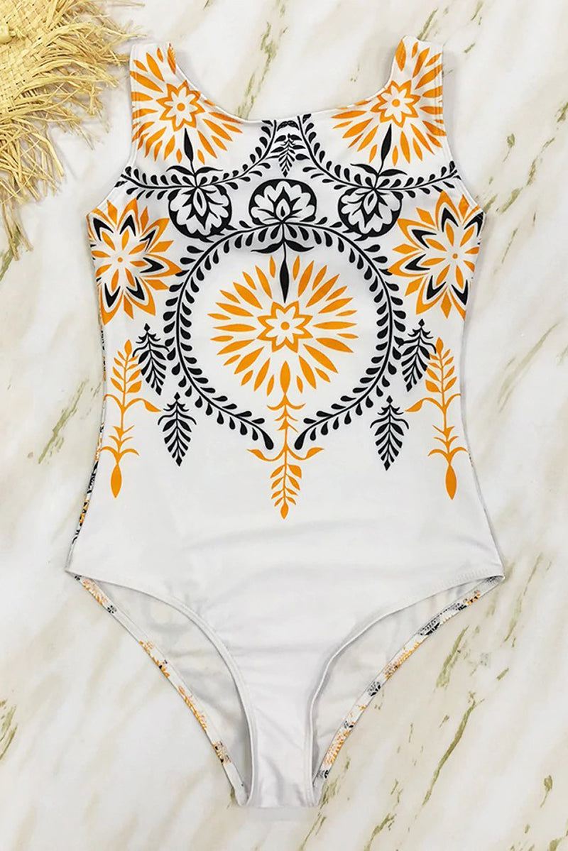 Fashionable high neckline women's one-piece swimsuit, designed for elegant summer beach & pool.