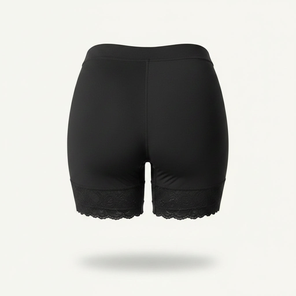 Mid-thigh women's body shaper shorts, padded for a natural lift & seamless look, ideal for everyday comfort.