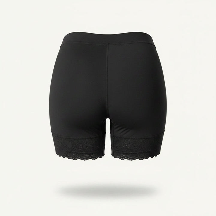 Mid-thigh women's body shaper shorts, padded for a natural lift & seamless look, ideal for everyday comfort.