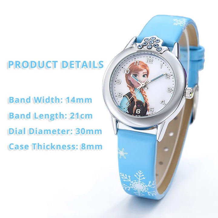 Magical Frozen Princess Elsa watch for kids, character-themed with soft leather band. Great gift.