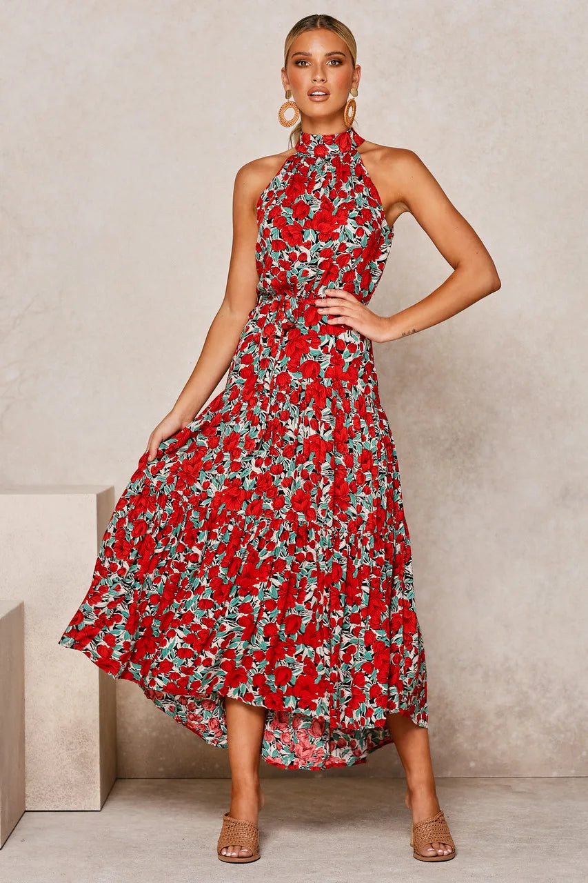 Women's casual flowy polka dot summer dress, perfect for comfort.