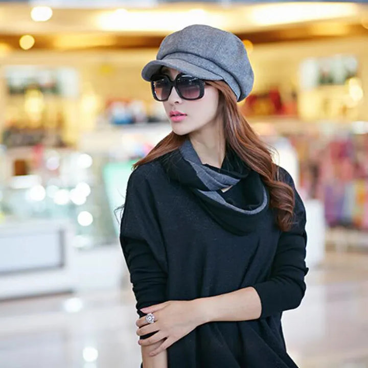Elegant women's vintage balloon hat, a perfect stylish accessory for cold weather and winter fashion.