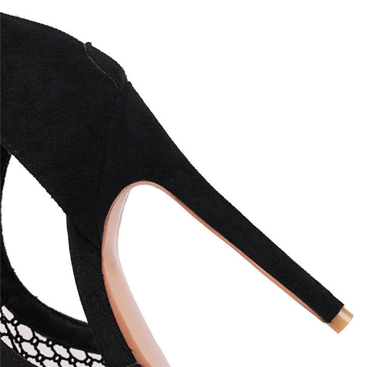 Modern high heel platform ankle boots for women, fashionable footwear for parties.