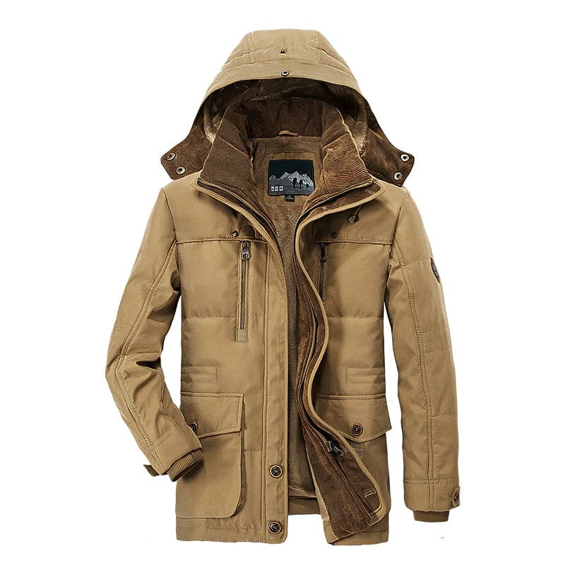 Men's hooded parka jacket offering ultimate winter warmth & style. Perfect for cold weather outerwear.