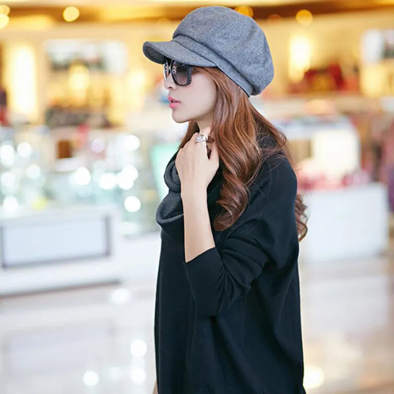 Cozy cotton vintage balloon hat for women, providing warmth and style for fall and winter weather.
