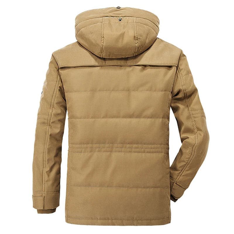 Versatile men's hooded parka, a warm winter coat suitable for daily casual wear and outdoor activities.
