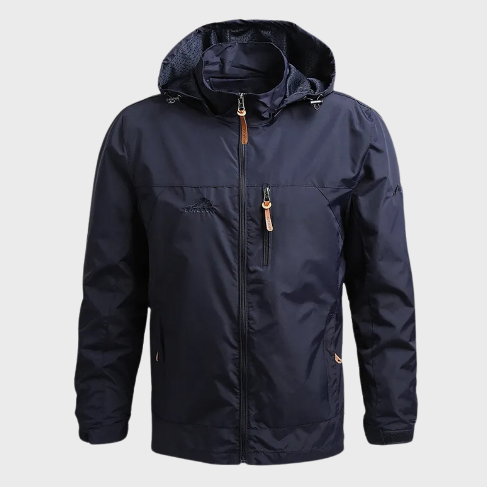 Lightweight men's hooded windbreaker jacket. Ideal activewear & travel outerwear for protection against wind.