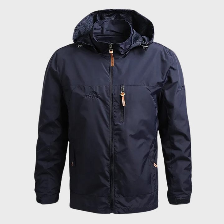 Lightweight men's hooded windbreaker jacket. Ideal activewear & travel outerwear for protection against wind.