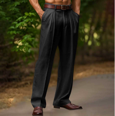 Men's lightweight khaki summer comfort pants, ideal for casual wear & ultimate relaxation with an easyfit design.