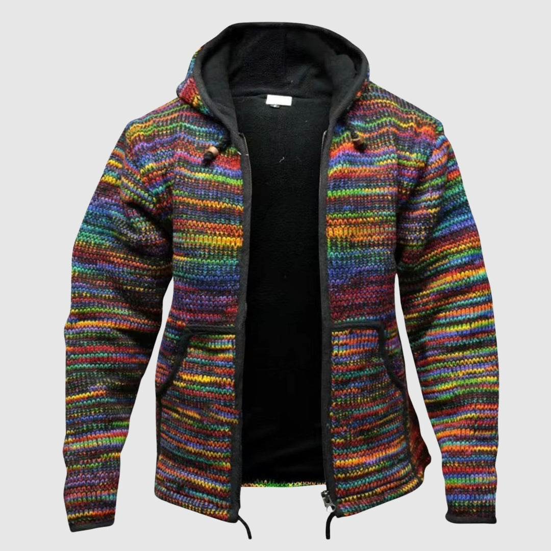 Stylish women's digital print hoodie in a loose fit for fall fashion & winter cozy comfort. Bohemian style.