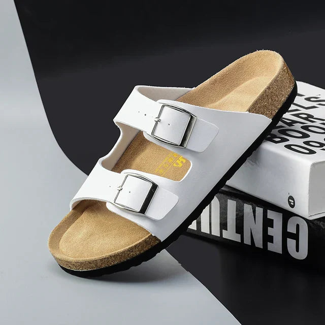 Durable men's outdoor sandals, featuring double buckles & a supportive comfort footbed. Great for holidays.