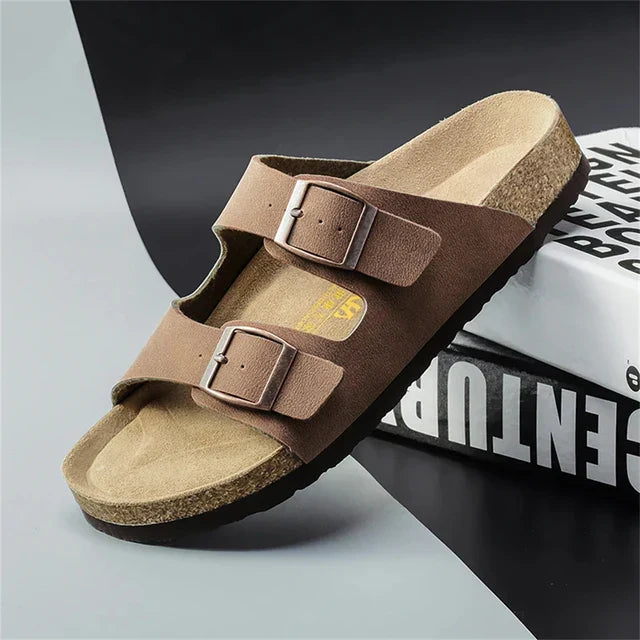 Lightweight men's double buckle summer sandals, offering all-day comfort for casual and holiday essentials.