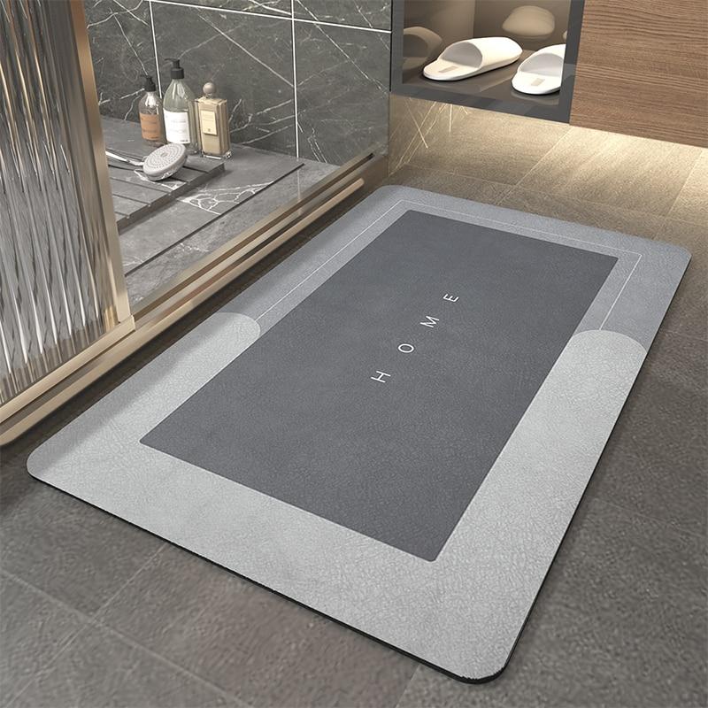 Rectangular quick-drying bath mat; absorbent, non-slip, easy clean floor mat for safety.