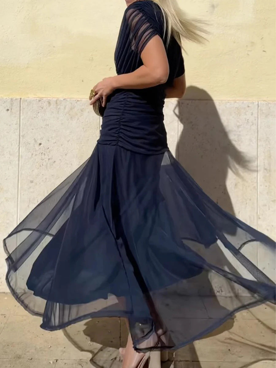 Boho-inspired women's long floral V-neck maxi dress, elegant and perfect for summer evenings.