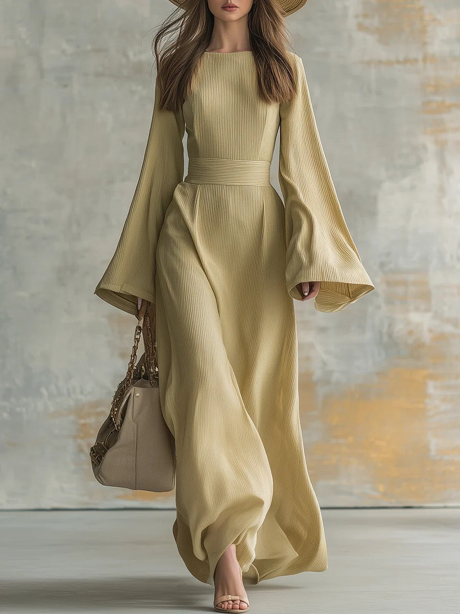 Timeless white elegant maxi dress for women. Formal long-sleeve gown, ideal for special occasion evening wear.