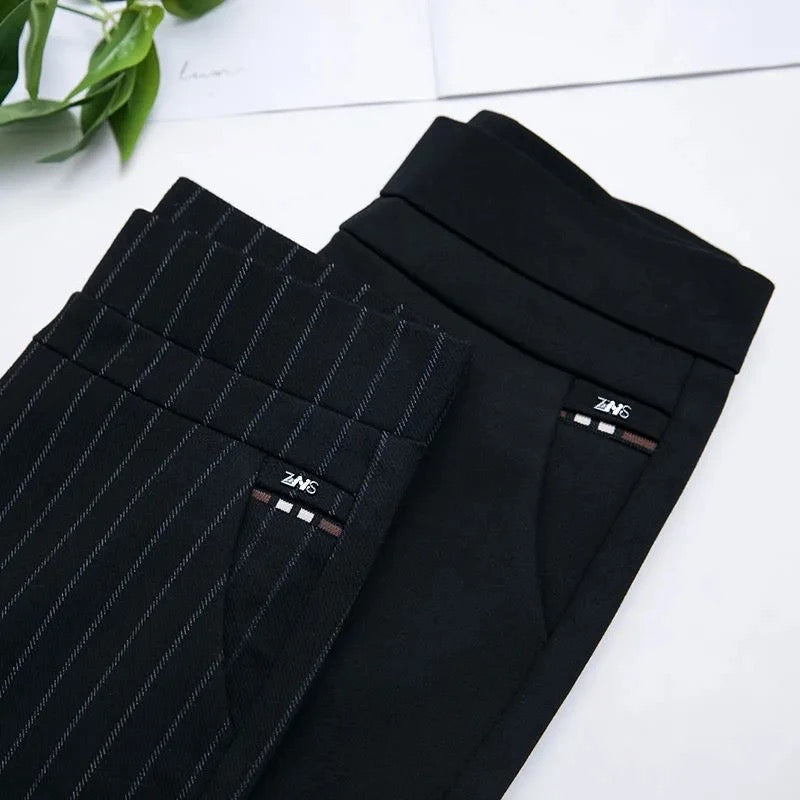 Flattering women's comfortable stretch pull-on pants with a high waist for stylish ladies fashion.