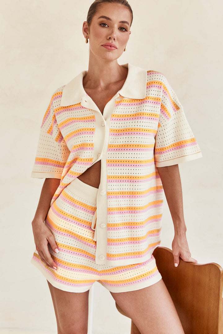 Holiday-ready women's two-piece summer outfit, a stylish and comfortable co-ord set.