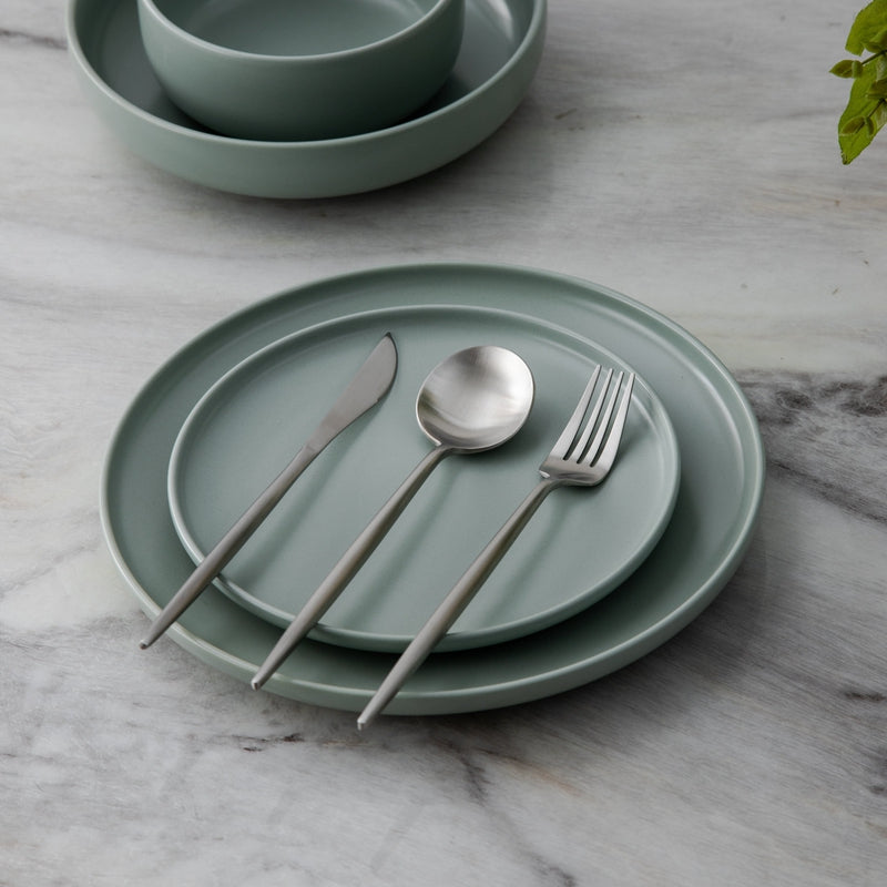 Silver minimalistic cutlery, a modern dining essential for any kitchen.