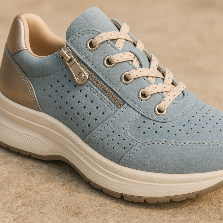 Casual women's walking platform wedge sneakers with lace-up and side zip for everyday.