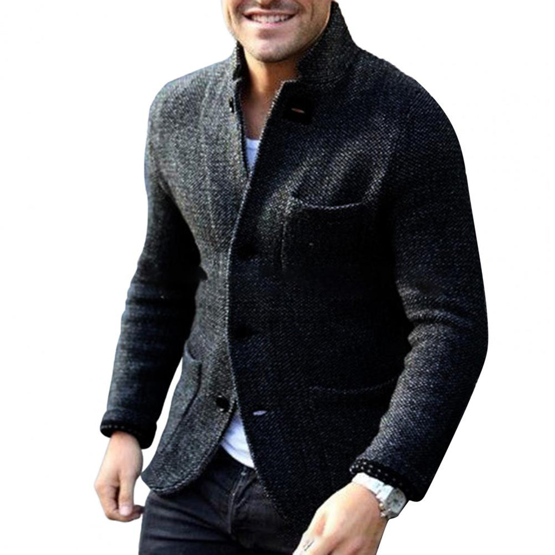 Comfortable men's button-down casual jacket, a stylish stand collar outerwear. Essential for everyday men's fashion.